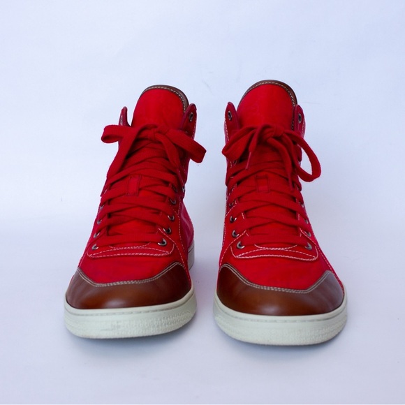 Men's Gucci Nylon High Red Brown Sz 9 G Fashion Shoe 283484 - Picture 6 of 16